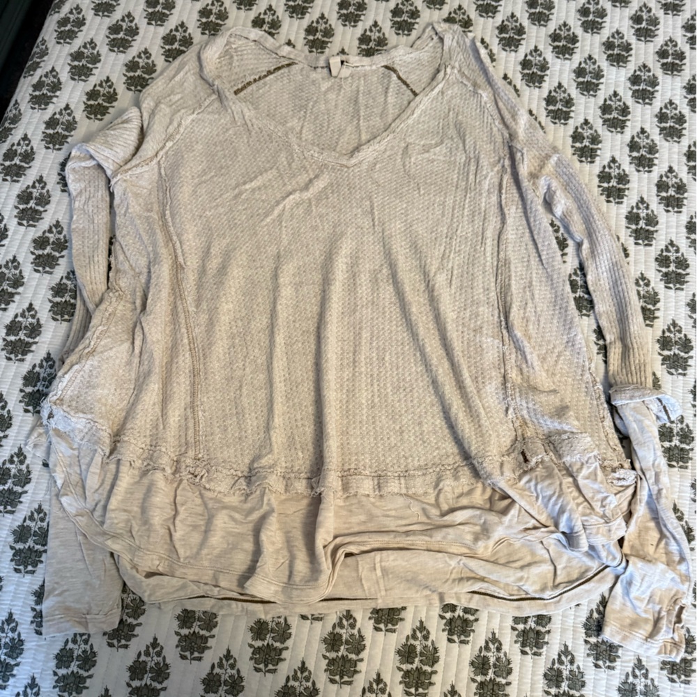 We The Free Cream Free People Waffle Knit Top